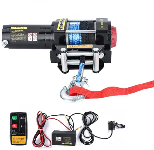 Trintion Elektrische Seilwinde 12V 4500LBS 13M Elektrische Winde Motorwinde Seilzug Elektrowinde mit Funkfernbedienung und Handschalter für mittelgroße große SUVs LKWs und sogar Yachten