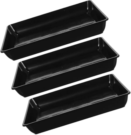 DEARMAMY Bandejas de Goteo para Macetas 3 Piezas Negras 400 Mm, Platillos de Plástico PP para Plantas de Interior y Exterior, Base Cuadrada Resistente para Jardín y Terraza