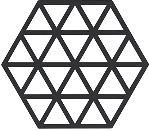 Zone Denmark Triangles Topfuntersetzer, Hitzebeständig bis 250 °C, Silikon Untersetzer, Dekorative Untersetzer für Töpfe und Pfannen, Spülmaschinenfest, 16 x 14 cm, schwarz