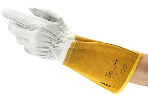Ansell ActivArmr 43-216 Schnittschutz Arbeitshandschuhe, Hitzebeständige Handschuhe, Mechanikschutz, Spezialzweck-Handschuh Damen Herren, Industrie PSA, Gelb, Größe 2XL (6 Paar)