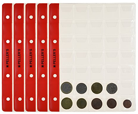 PELLER'S 10 Münzhüllen, 35 Felder 27mm x 27mm für münze (Für Album M), extra transparent, medium, PM3510