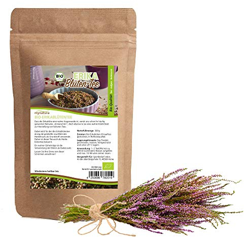Mynatura Bio Erikablütentee 300g I Tee I Erikablüte I Naturprodukt I Rohkost I Heidekraut I Vegan I Badeblüten I DE-ÖKO-044 I 300g Beutel