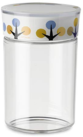 Omada Design Barattolo da 1L in plastica, chiusura ermetica con guarnizione e con decorazione indelebile, Linea Plexart