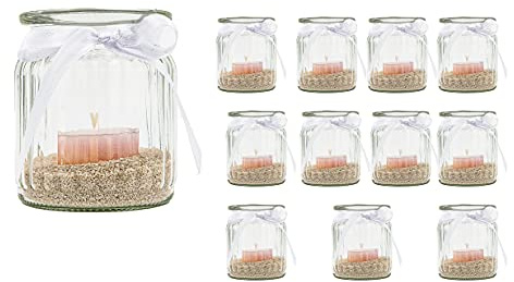 casavetro Teelichtgläser Set Kerzenhalter Glas (6 er Pack) Teelicht Kerzen Windlicht Hochzeit Party kleine Vase Tisch Deko-Licht