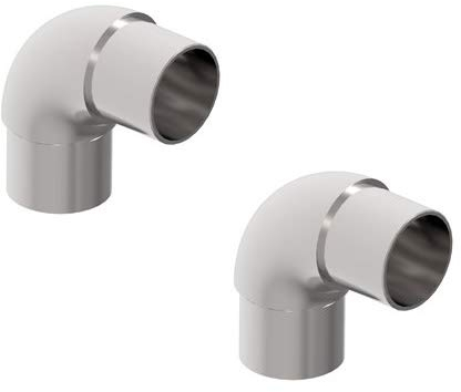 Sellon24® Lot de 2 coudes ronds à 90° - Pour diamètre de tube 42,4 x 2,0 mm - Raccord à emboîter - En acier inoxydable V2A, poli - Main courante pour balcon, balcon, embout split