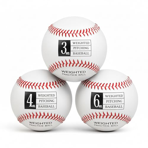 Thorza Weighted Baseballs, Pitching & Throwing Training, Set of 3, 3-6 Oz