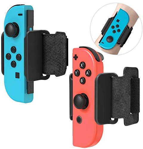 FYOUNG Armbänder für Just Dance 2025 2024 2023 2022/ für Zumba, 2 Pack Verstellbare Elastische Armband für Zumba kompatibel mit Nintendo Switch/Switch OLED - Schwarz