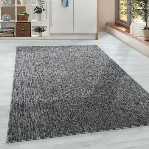 HomebyHome Teppich Wohnzimmer 280x370 cm Grau Einfarbig Meliert Design - Schlafzimmer Teppich Kurzflor Extra Weich Pflegeleicht Teppiche Waschbar für Küche Esszimmer - Carpet Living Room