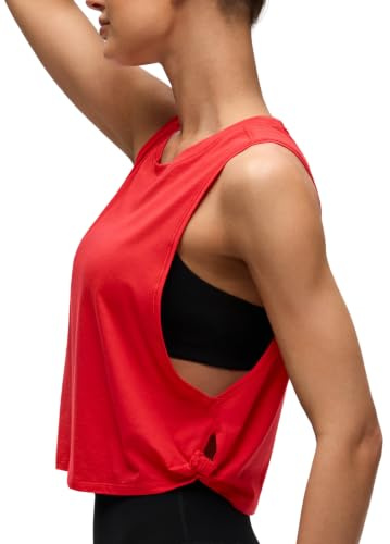 CRZ YOGA Dam Pima Cotton Workout Tank Crop Sports Shirt Ärmlös Yogalöpare Mörkröd XS