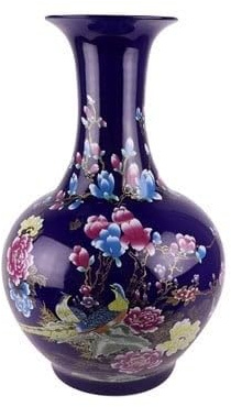 Fine Asianliving Vase Chinois Porcelaine Fleurs Marines D37xH58cm Chinois Vase avec Couvercle Asiatique Jingdezhen Mandarin Décorative