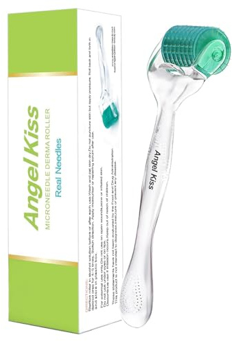 Angel Kiss Derma Roller 1.0mm REAL NEEDLES - 192 Individual Titanium Needls - Microneedling Roller for Face Body Beard Scalp and Skin Care