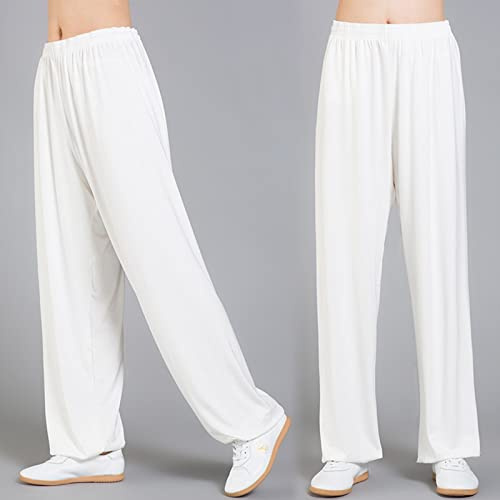 MXRFACTory Hommes et Femmes Pantalons Tai Chi Coton Cordon élastique avec Poche Intérieure Pantalons Lanternes Ample Doux et Respirant Pantalon D'entraînement Wushu Uniforme Traditionnel,001,L
