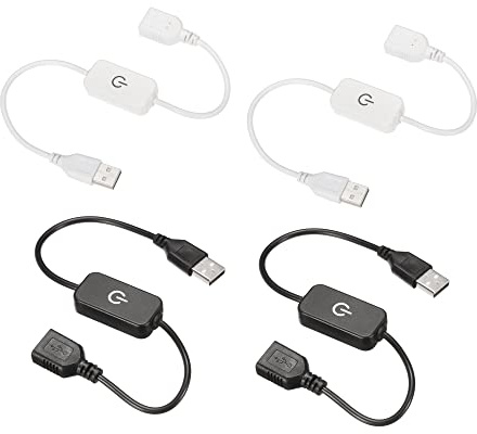 sourcing map 4 Stück LED Berühren Inline Dimmer 5V 3A Schwarz Weiß | USB Kabel Taktschalter Controller, für Einfarbige Leuchtdioden Streifenlicht