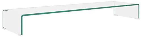 Gecheer TV-bord skärmhöjning monitor glasfäste fäste fäste monitorhöjning TV piedest monitorfäste höjning glas transparent 110 x 30 x 13 cm