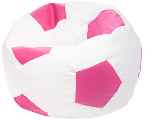 Ecopuf Sitzsack Ball - Bean Bag Ball - Sitzsäcke fur Gaming Sack - Zubehör für Fussball Kinderzimmer - Öko-Leder - 90x55cm, Rosa E5