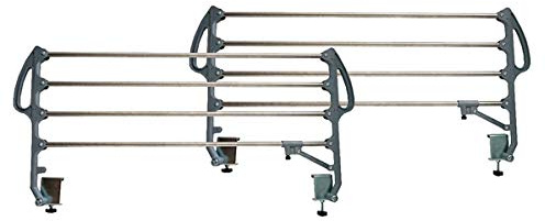Somnia Descanso - Juego de Barandillas Metálicas Geriátricas Abatibles INOX Reforzadas para Cama Articulada con 4 Barras