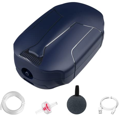 VANSUKY AC/DC 1,5 Watt wasserdichte Sauerstoffpumpe mit USB-Anschluss, Luftvolumen beträgt 1,1 L/min