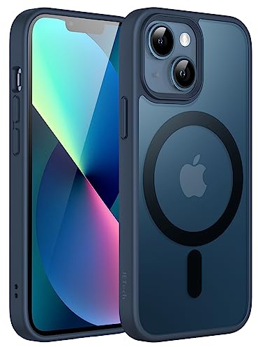JETech Matte Magnetische Hülle für iPhone 13 mini, Sturmblau | Kompatibel mit MagSafe, Matte Transluzent Rückseite, Dünn Stoßschutz