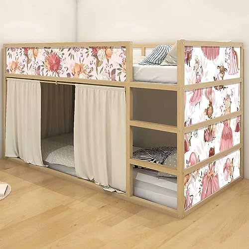 WANDKIND Aufkleber für IKEA KURA Kinderbett Hochbett Klebefolie Möbelfolie Sticker Kinderzimmer Prinzessinnen (Möbel nicht inklusive) IKB511 (5 Sticker Set)