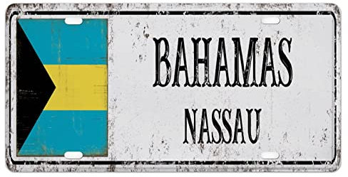 Nummernschildabdeckung mit Hauptstadt-Souvenir, für Zuhause, Wand, Auto, Bar, Garage, Männerhöhle, Dekoration mit 4 Löchern, Bahamas-Autokennzeichen für Frauen, Mädchen, Männer, Jungen, 30,5 x 15,2
