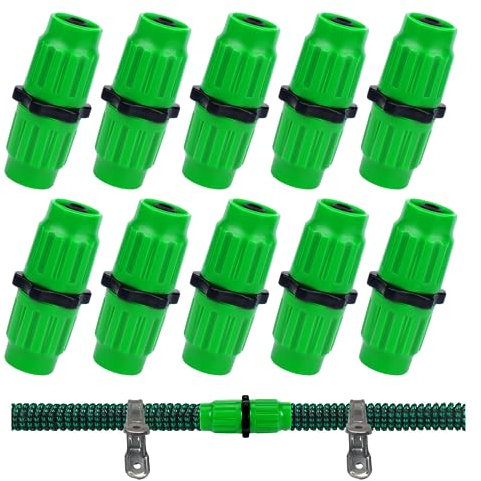 Vodolo Erweiterbares Gartenschlauch-Reparatur-Set, 10 Stück Zweikanal-Schlauch-Buchsen-Steckverbinder, Zubehör mit Metallklemme, kompatibel mit Taschenschlauch, passend für 1,9 cm oder 1,6 cm
