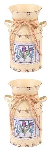 Warmhm 2pcs Retro Gardening Bucket Handmade Iron Flower Arrangement Kettle for Garden Outdoor Use Iron Planter Vintage Style