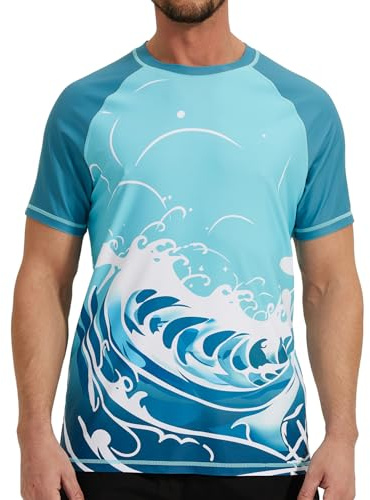 VAYAGER Camiseta UV para Hombre Rash Guard, Camiseta de natación UPF 50+, Secado rápido, Ajuste Holgado, Camiseta de Surf acuático
