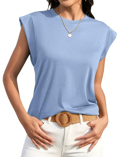 Bequemer Laden BellaDila Womens Summer Crewneck Tank Top Sleeveless Cap Sleeve Tops Casual Loose 2026 Fashion Basic Tees Shirts