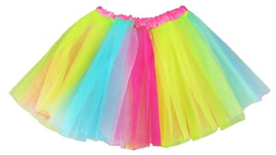 NYGGTYK 1 Stück Regenbogen-Tüllrock, Weiches, Flauschiges Tutu, Neon-Partykleidung Für Mädchen, 80er-Jahre-Kinderkleidung, Tanz-Tutu Mit Elastischem Band