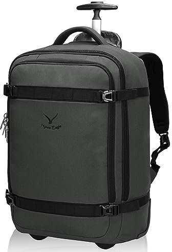 Hynes Eagle 42L Trolley Rucksack Reisetasche mit Rollen Handgepäck Handgepäckkoffer für Reisen und Business 17 Zoll 54x35x23cm Grau