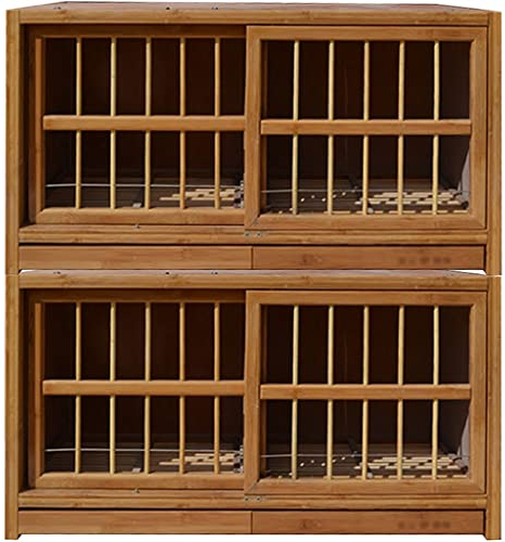 Pigeon Cage Push-pull Doors And Windows Bird Cage, Bamboo Bird Aviary, Double Drawer Manure Tray Pigeon Nest Box, Adjust Isolation Breeding Breeding Cage