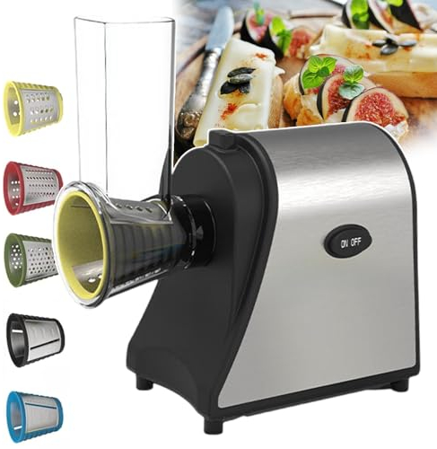 forplubossmmp Trituratore Elettrico per Verdure, Grattugia per Patate, Formaggio, Grattugia Elettrico per Formaggio, Affetta Carote, Grattugia Elettrica per Insalata con 5 Accessori Gratuiti