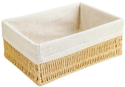 Gralara Elegante Cesta de Almacenamiento Tejida a Mano para Organización del Hogar, 28x20x11cm