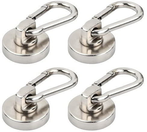 Joyan 4 Pezzi Magnetici Ganci Extra Forti Ganci Magnetici Al Neodimio 25 mm Ganci Calamitati con Ganci per Frigoriferi, Cucine, Garage, Campeggio