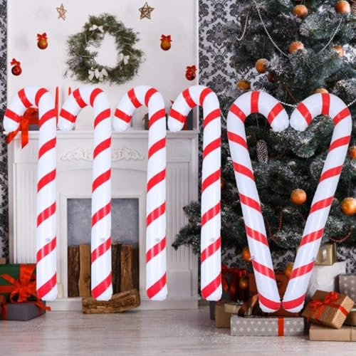 HOWAF 6 Pz Decorazioni Natalizie Bastoncino di Zucchero Gonfiabile 90CM Bastoncini di Zucchero Natalizi Addobbi Natalizi per la Casa Decorazioni Natalizie per Esterno Decorazioni Albero di Natale