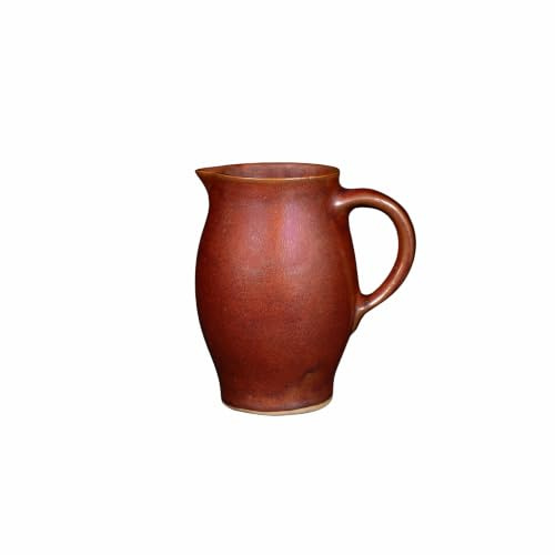 La Poterie de Taize Wasserkrug, 1100 ml Fassungsvermögen, in 9 verschiedenen Farben, Hochbrandglasur, vegane Steingutkeramik (Okoumé 04)