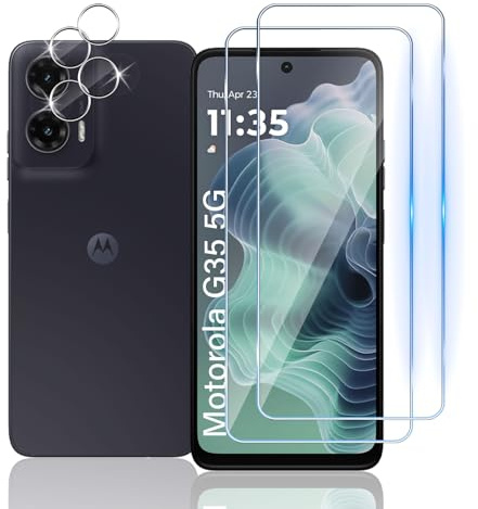 Mayfun Schutzfolie für Motorola Moto G35 5G für Panzerglas, [2+2 Stück] Panzer Schutz Glas und Kameraschutz, 9H Härte Schutzglas, Anti-Kratzer, Anti-Fall Displayschutzfolie HD Klar Folie