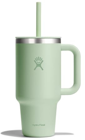 HYDRO FLASK - Travel Tumbler 946 ml (32 oz) with Closable Press-In Straw Lid - Stainless Steel - Double Wall Vacuum Insulated - Splash resistant lid - Aloe