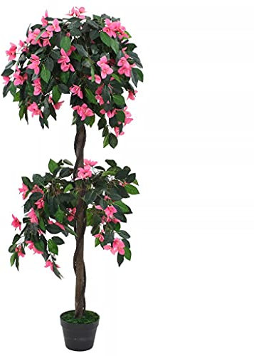 Sufrk Plante artificielle de rhododendron avec vase, 155 cm, vert et rose, arbres artificiels, troncs naturels, fabriqués avec les meilleurs matériaux, idéaux pour la décoration de la maison, plante