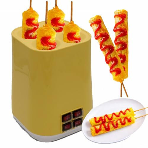 400W Automatic Omelette Maker, with 4 Independent Switch, 360° Even Heating and Non Stick Coating, 4 Tubes Electric Egg Roll Maker, Egg Rolls in 6 Minutes, for Snack Cart, Breakfast Shop