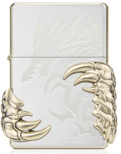 Vintage Trench Petrol Lighter - Metal Flip Petrol Lighters for men Dragon, without Lighter Fliuid