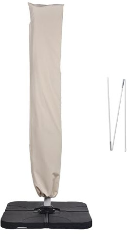Paramondo Patio Umbrella Cover for 9ft to 13ft Offset Cantilever Umbrella, Outdoor Parasol Covers with Zipper and Push Rod, Waterproof and UV Resistant, Beige