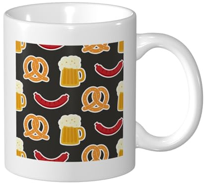 YXDVPALNE Pretzel and Beer, Ceramic Cup Ceramics Mug Tea Cup Coffee Mugs 330 ml