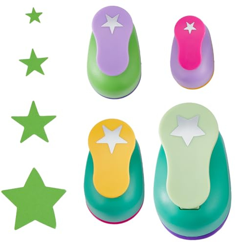 SUPERFINDINGS 4Pcs 4Styles Emporte-pièce en forme d'étoile Poinçons pour scrapbooking Perforateur en alliage plastique Artisanat en papier DIY Making Invitations Cartes Décorations