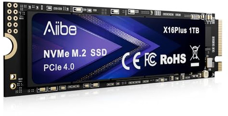 Aiibe 1TB NVMe M.2 SSD Internal Solid State Drive PCIe 4.0 M.2 2280 1TB SSD Read Speeds Up to 7450MB/s for Laptop, PC, Gaming, Video Editing, PS5