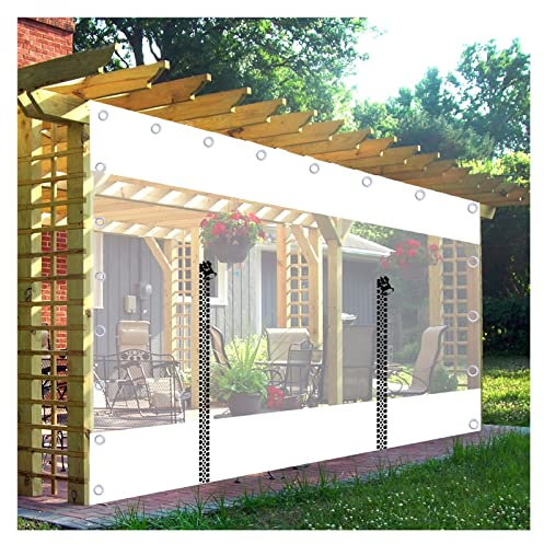 VagxTbs Bache Terrasse Exterieur Bache Transparente avec Oeillets avec Fermeture Éclair, Crochets, Rideau de Pluie Balcon pour Carports, Porche, Pavillons (7x3m)