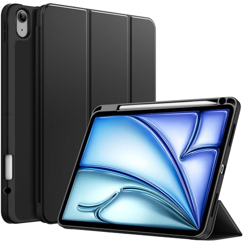 A-BEAUTY Custodia Compatibile con iPad Air 11 M3/M2 2025/2024, Cover iPad Air 6/5/4 Generazione (10,9 Pollici Modello 2022/2020) Cover con Portapenna Auto Sonno/Veglia, Nero