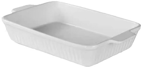Dxcaicc Plato para Lasaña Rectangular De Cerámica para Hornear con Asa, Diseño Simple con Patrón De Rayas Blancas, Ideal para Horno, Cacerola, Utensilios para Hornear Individuales,Small