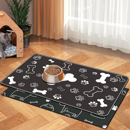 APOMOONS 2 Stück Napfunterlage Hundenapf Unterlage, rutschfest Futtermatte Hund Katze, Futternapf Unterlage Saugfähig Schnelltrocknend für Haustiere Hunde Katzen (29×49cm)