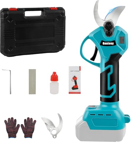 Cordless Pruning Shears Compatible with Makita 18V Battery,Brushless Electric Secateurs with 2 Gears, Digital Display, 45mm Max Cutting Diameter, Grinding Stone and Replacement Blades (No Battery)